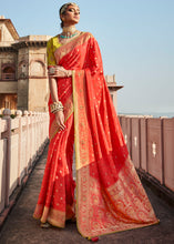 Load image into Gallery viewer, Persian Red Woven Banarasi Silk Saree with Embroidered Blouse