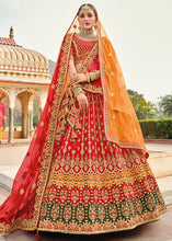 Load image into Gallery viewer, Crimson Red Banarasi Silk Lehenga Choli with Heavy Embroidery Work