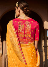 Load image into Gallery viewer, Merigold Orange Woven Banarasi Silk Saree with Embroidered Blouse