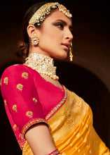 Load image into Gallery viewer, Merigold Orange Woven Banarasi Silk Saree with Embroidered Blouse
