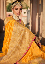 Load image into Gallery viewer, Merigold Orange Woven Banarasi Silk Saree with Embroidered Blouse