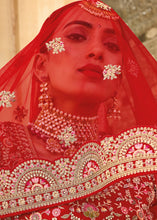 Load image into Gallery viewer, Crimson Red Velvet Lehenga Choli with Heavy Embroidery Work