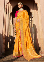 Load image into Gallery viewer, Merigold Orange Woven Banarasi Silk Saree with Embroidered Blouse