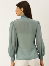 Load image into Gallery viewer, High Neck ruffle blouse