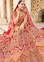 Load image into Gallery viewer, Ruby Red Velvet Lehenga Choli with Heavy Embroidery Work