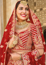Load image into Gallery viewer, Ruby Red Velvet Lehenga Choli with Heavy Embroidery Work