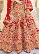 Load image into Gallery viewer, Ruby Red Velvet Lehenga Choli with Heavy Embroidery Work