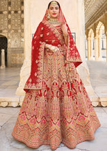Load image into Gallery viewer, Ruby Red Velvet Lehenga Choli with Heavy Embroidery Work