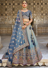 Load image into Gallery viewer, Shades Of Blue Velvet Lehenga Choli with Heavy Embroidery Work