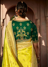 Load image into Gallery viewer, Chartreuse Green Woven Banarasi Silk Saree with Embroidered Blouse