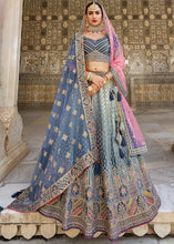 Load image into Gallery viewer, Shades Of Blue Velvet Lehenga Choli with Heavy Embroidery Work