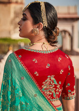 Load image into Gallery viewer, Teal Green Woven Banarasi Silk Saree with Embroidered Blouse