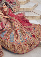 Load image into Gallery viewer, Maroon Red Velvet Lehenga Choli with Heavy Embroidery Work