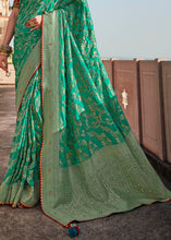 Load image into Gallery viewer, Teal Green Woven Banarasi Silk Saree with Embroidered Blouse