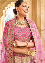 Load image into Gallery viewer, Shades Of Pink Velvet Lehenga Choli with Heavy Embroidery Work