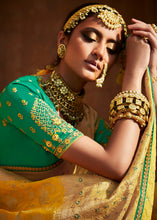 Load image into Gallery viewer, Cyber Yellow Woven Banarasi Silk Saree with Embroidered Blouse