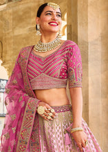 Load image into Gallery viewer, Shades Of Pink Velvet Lehenga Choli with Heavy Embroidery Work