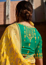 Load image into Gallery viewer, Cyber Yellow Woven Banarasi Silk Saree with Embroidered Blouse
