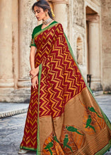 Cargar imagen en el visor de la galería, Maroon Red Soft Silk Saree with Embroidered Blouse