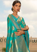 Load image into Gallery viewer, Tiffany Blue Woven Soft Kanjivaram Silk Saree with overall Butti work