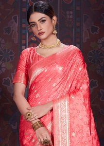 Persian Red Zari Woven Satin Silk Saree