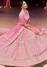 Load image into Gallery viewer, Taffy Pink Organza Lehenga Choli with Zarkan, Gota, Resham &amp; Zari work