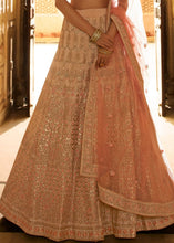 Laden Sie das Bild in den Galerie-Viewer, Salmon Pink Crepe Lehenga Choli with Zari, Dori, Thread &amp; Gota work