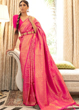 Load image into Gallery viewer, Hot Pink Zari Woven Kanjivaram Silk Saree with Tassels on Pallu