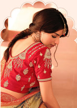 Load image into Gallery viewer, Sage Green Woven Banarasi Silk Saree with Embroidered Blouse