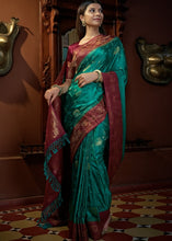 Cargar imagen en el visor de la galería, Turkish Blue Designer Satin Silk Saree