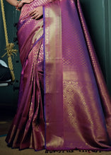 Cargar imagen en el visor de la galería, Wine Purple Woven Kanjivaram Silk Saree