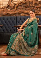 Carica l'immagine nel visualizzatore Galleria,Castleton Green Woven Tussar Silk Saree with Sequins Work