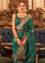 Carica l'immagine nel visualizzatore Galleria,Castleton Green Woven Tussar Silk Saree with Sequins Work