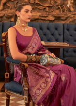 Carica l'immagine nel visualizzatore Galleria,Royal Purple Woven Tussar Silk Saree with Sequins Work