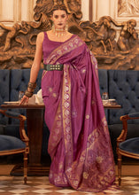 Carica l'immagine nel visualizzatore Galleria,Royal Purple Woven Tussar Silk Saree with Sequins Work