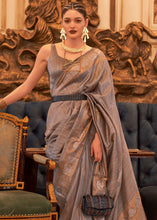 Carica l'immagine nel visualizzatore Galleria,Chamoisee Brown Woven Tussar Silk Saree with Sequins Work