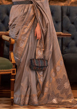 Carica l'immagine nel visualizzatore Galleria,Chamoisee Brown Woven Tussar Silk Saree with Sequins Work