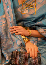 Cargar imagen en el visor de la galería, Light Pacific Blue Woven Tussar Silk Saree with Sequins Work