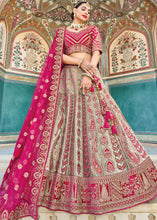 Load image into Gallery viewer, Grey &amp; Pink Velvet Lehenga Choli with Heavy Embroidery Work