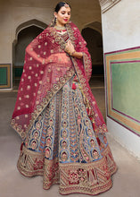 Load image into Gallery viewer, Blue &amp; Red Velvet Lehenga Choli with Heavy Embroidery Work