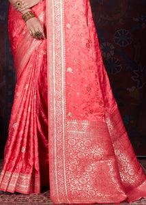 Persian Red Zari Woven Satin Silk Saree