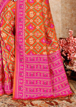 Cargar imagen en el visor de la galería, Tangerine Orange Patola Silk Saree with Tassels on Pallu