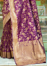 Load image into Gallery viewer, Grape Purple Woven Banarasi Brocade Silk Saree