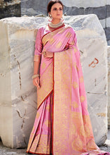 Carica l&#39;immagine nel visualizzatore Galleria,Flamingo Pink Woven Designer Silk Saree with Butti overall