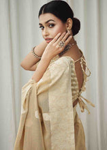Load image into Gallery viewer, Lion Brown Woven Chikankari Linen Saree