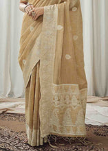Load image into Gallery viewer, Lion Brown Woven Chikankari Linen Saree