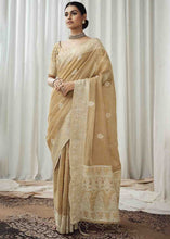 Load image into Gallery viewer, Lion Brown Woven Chikankari Linen Saree