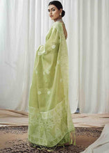 Load image into Gallery viewer, Pear Green Woven Chikankari Linen Saree