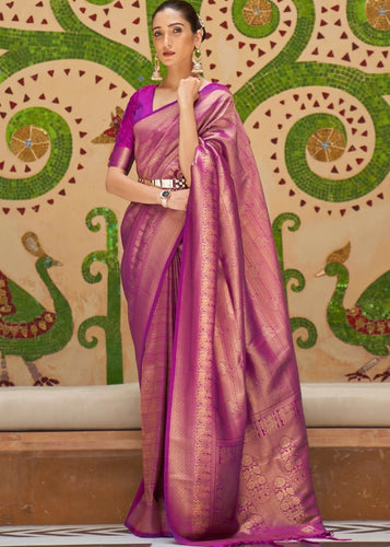 Lollipop Purple Zari Woven Kanjivaram Silk Saree