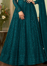 Load image into Gallery viewer, Prussian Blue Georgette Embroidered Anarkali Suit